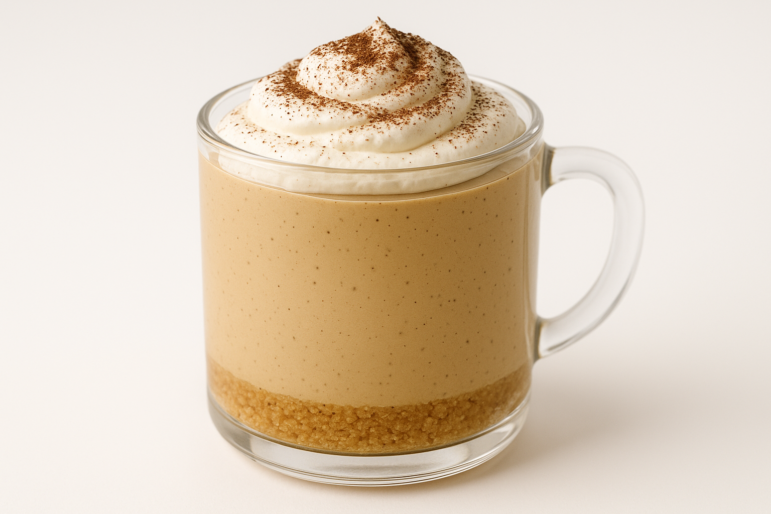 coffee cheesecake in a cup, white background