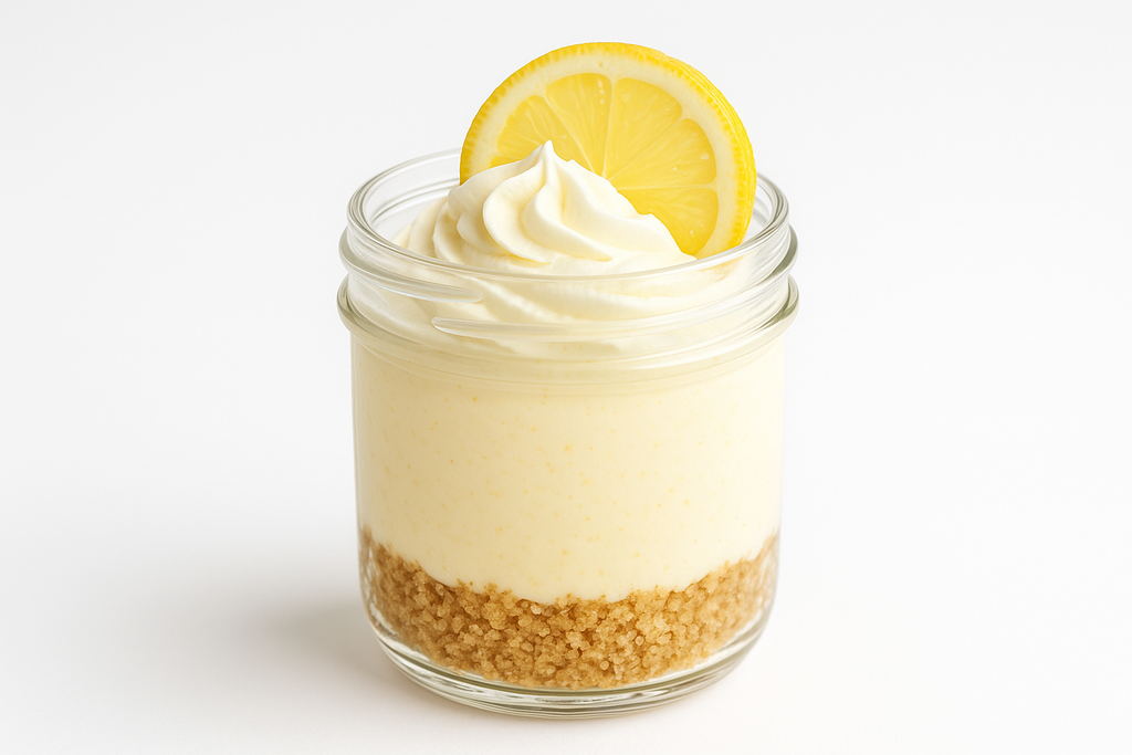 Lemon and biscuits cheesecake in a cup